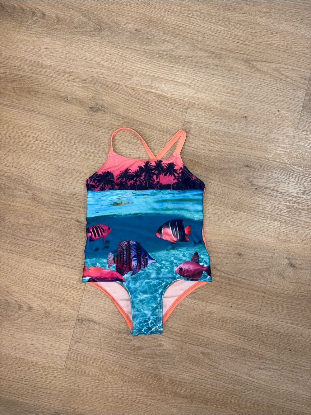 Joe Fresh Coral & Blue Tropical Fish One-Piece Swimsuit